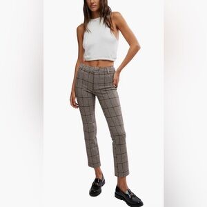 Free People moly houndstooth plaid slim fit pants